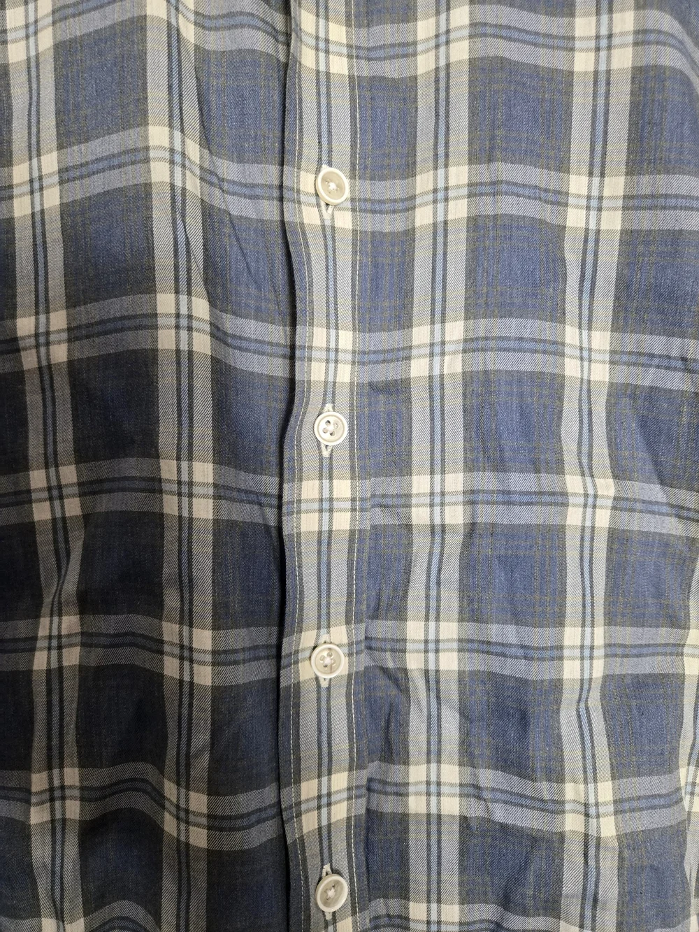 Ledbury Osmond Blue Plaid Button Down Shirt Spread Collar Cotton 15.5 Medium - Picture 9 of 10